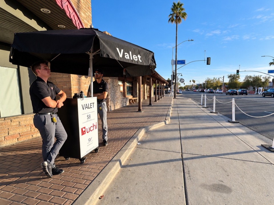 Royal Valet attendants at the valet stand outside Uchi in Scottsdale